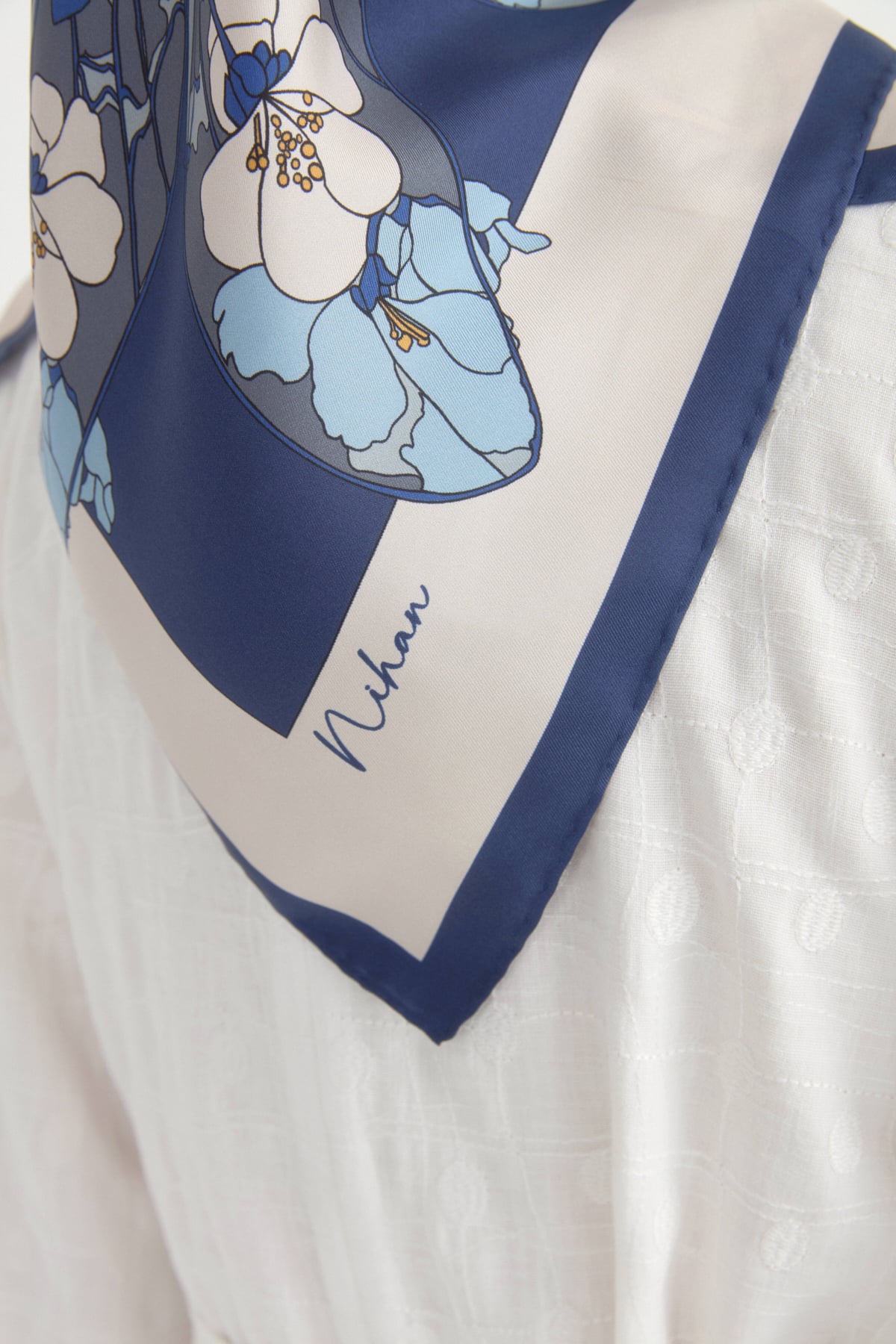 Rosera Twill İpek Eşarp  İndigo