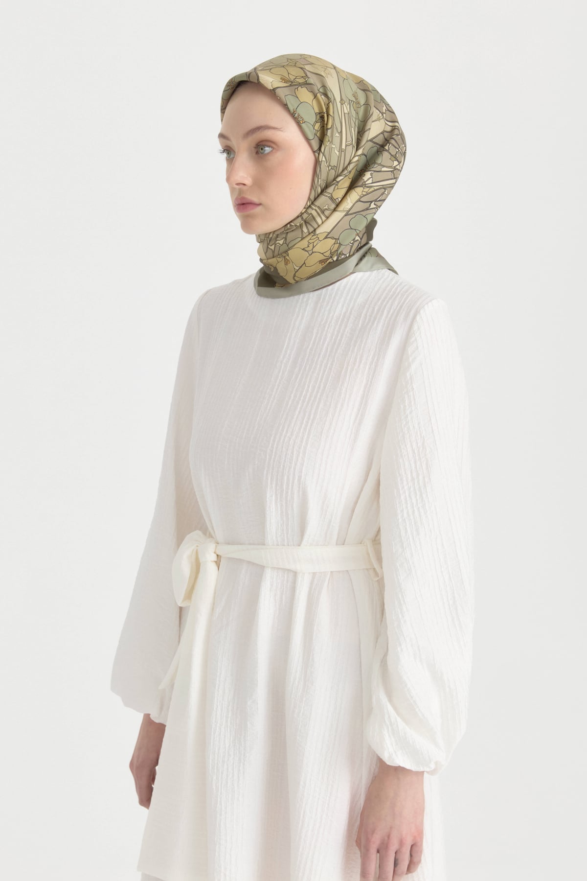 Rosera Twill İpek Eşarp  Olive