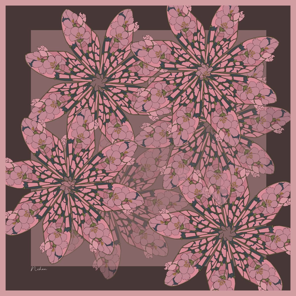 Rosera Twill İpek Eşarp  Pembe