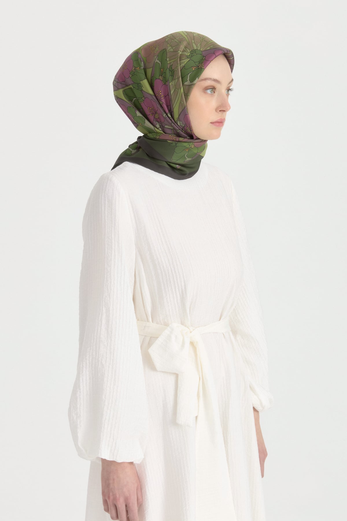 Rosera Twill İpek Eşarp  Yeşil