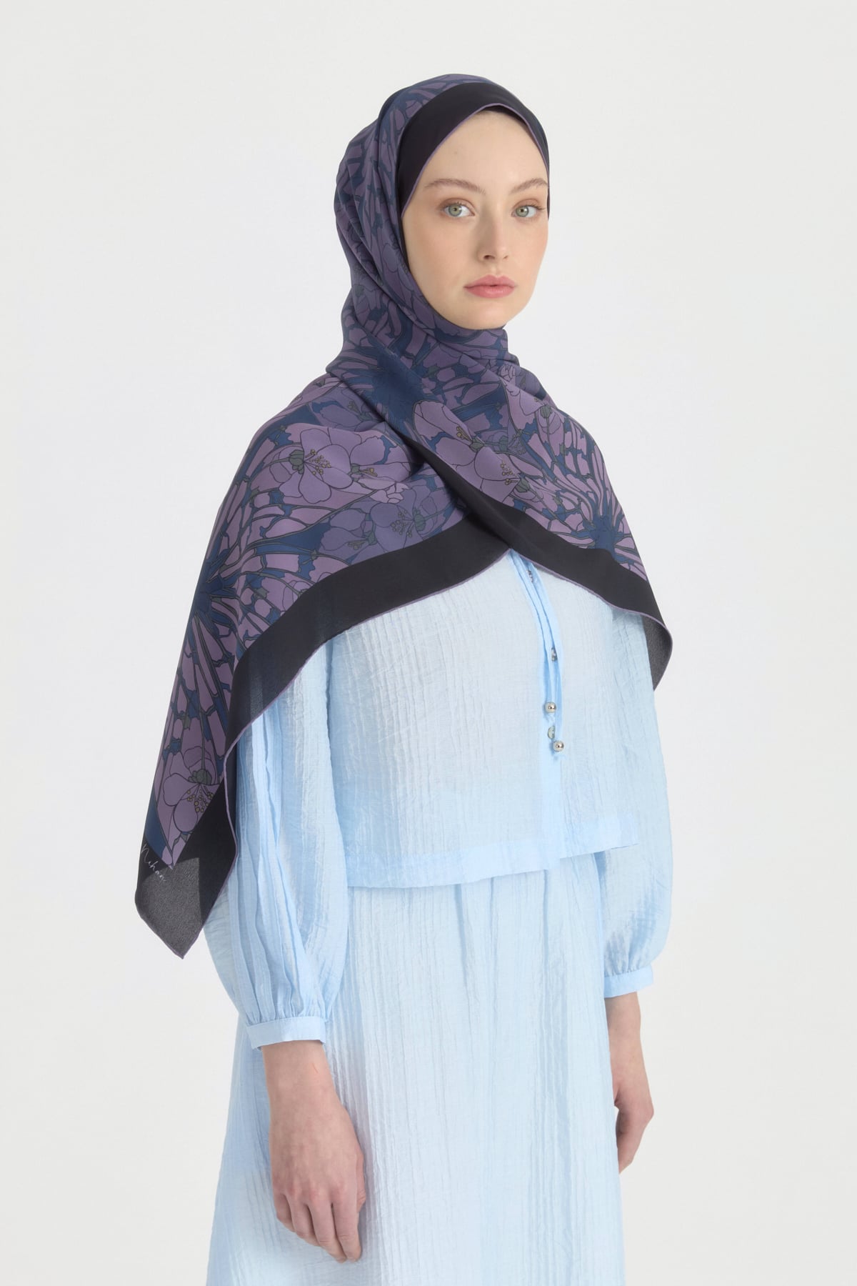 Sahar Krep İpek Şal  Mor