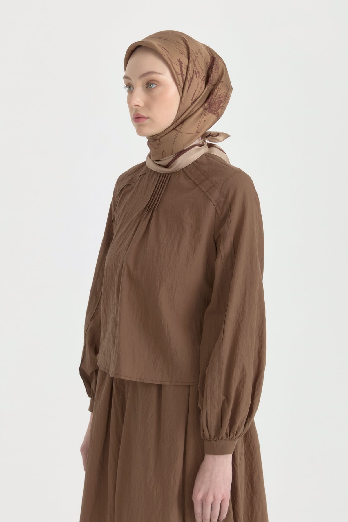 Seren Twill İpek Eşarp  Camel