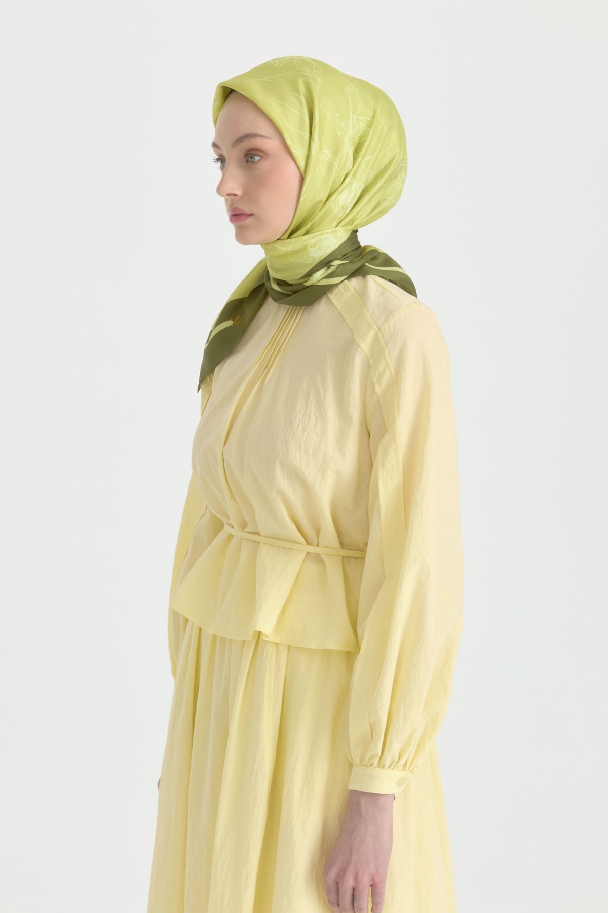 Seren Twill İpek Eşarp  Lime