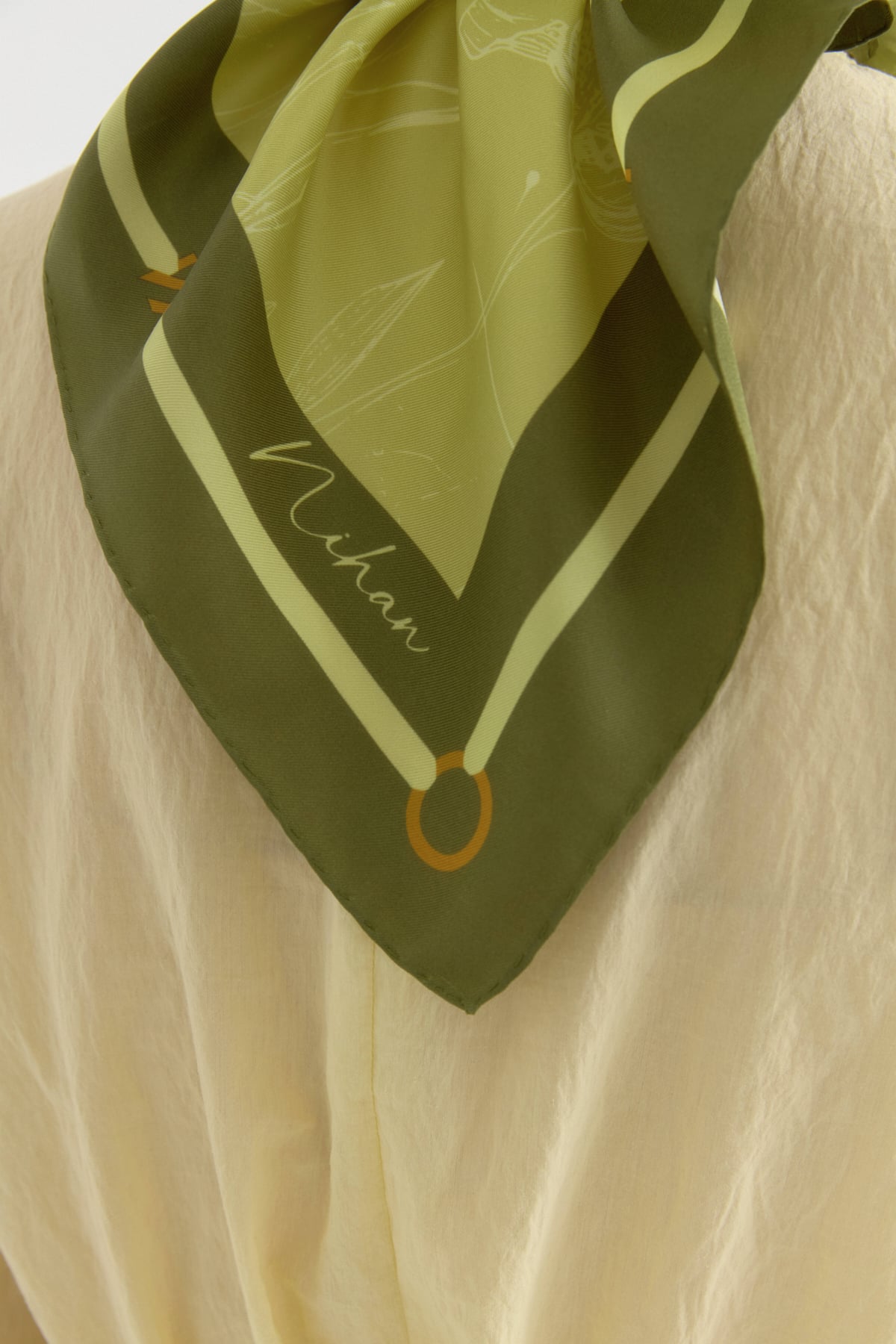 Seren Twill İpek Eşarp  Lime