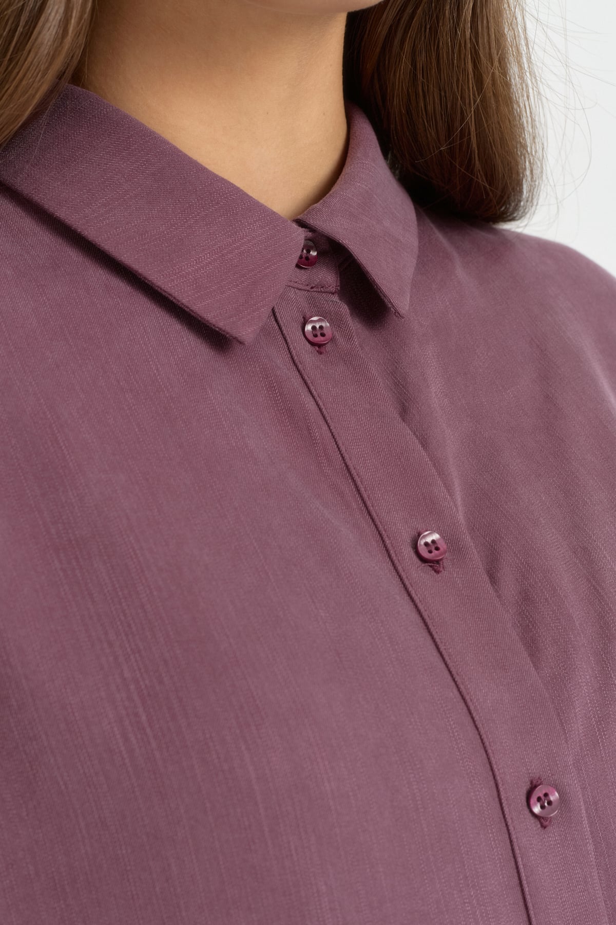 Yanları Asimetrik Detaylı Lyocell Pantolon Tunik Takım  Mürdüm