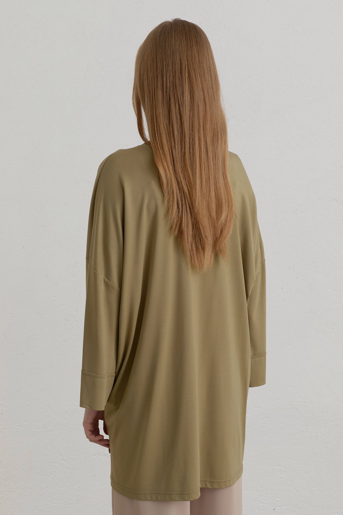 Yanları Yırtmaçlı Oversize Basic Örme Tunik  Haki