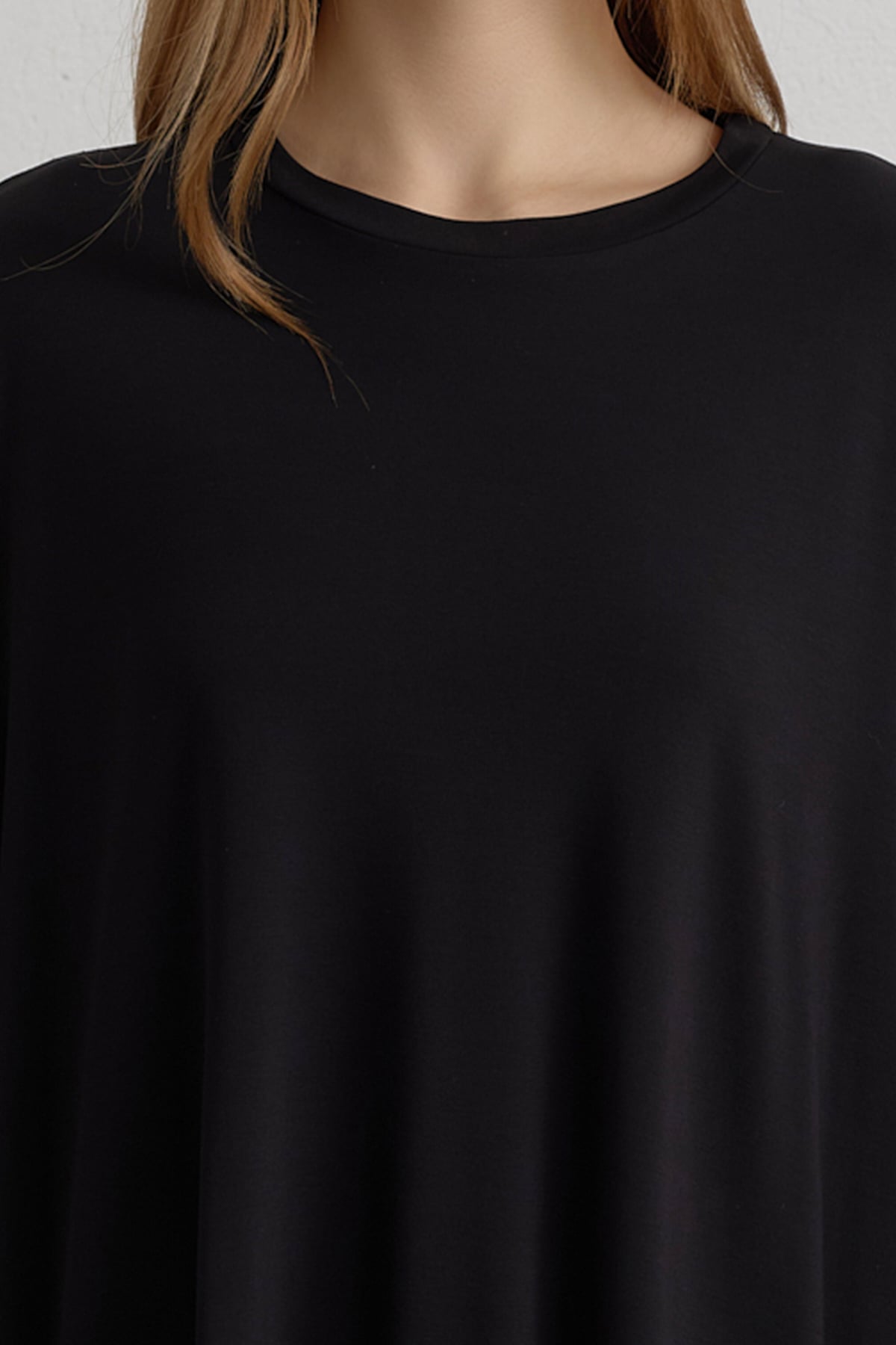 Yanları Yırtmaçlı Oversize Örme Bluz  Siyah