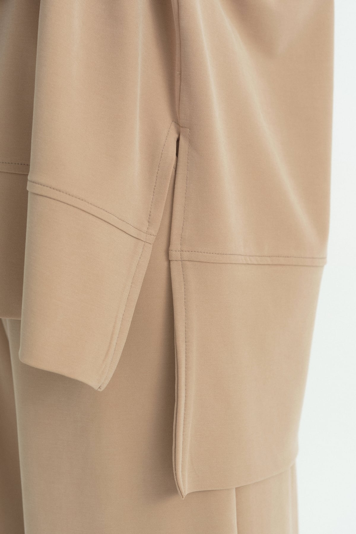 Yanları Yırtmaçlı Pantolon Lyocell Takım  Camel