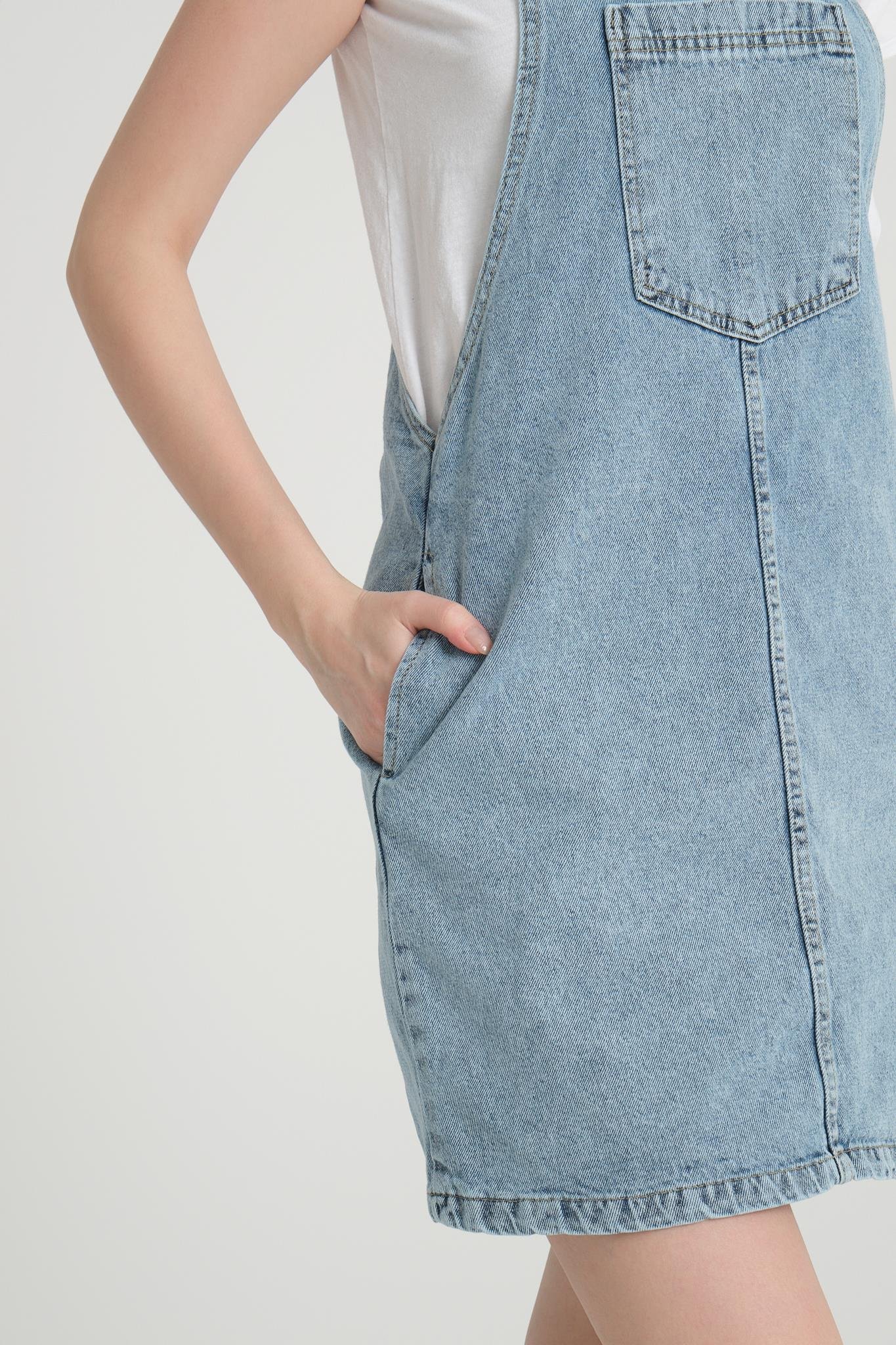 Blue Denim Kot Salopet Elbise