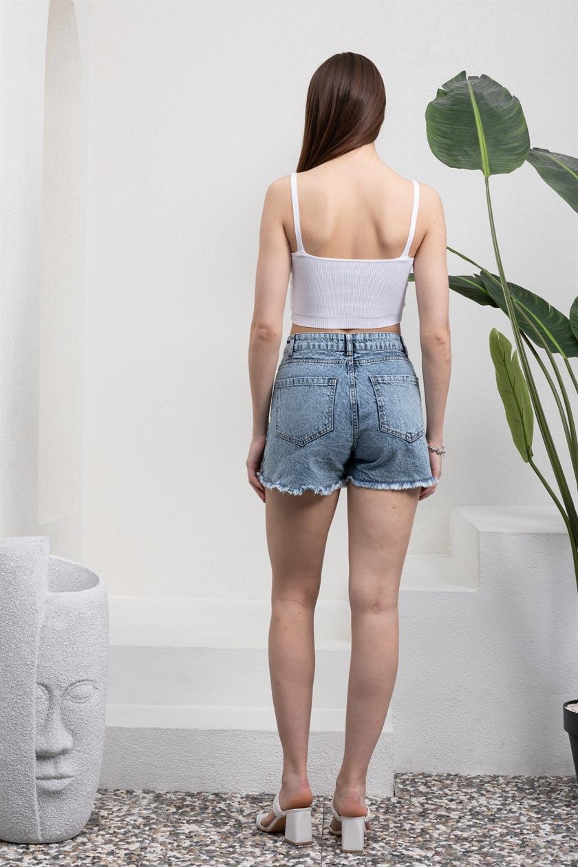 Mavi Jean Şort Mini Etek