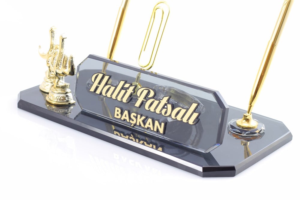 HİLAL AYETLİ KRİSTAL MASA İSİMLİĞİ