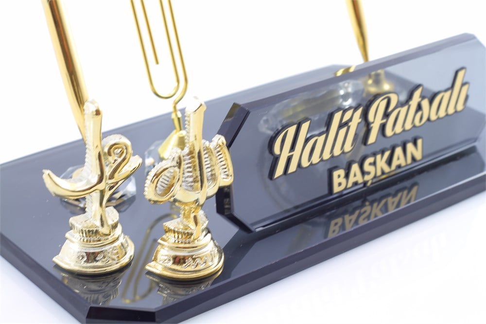 HİLAL AYETLİ KRİSTAL MASA İSİMLİĞİ