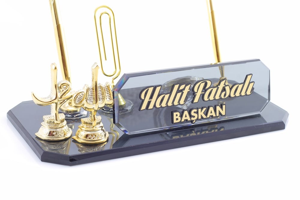 HİLAL AYETLİ KRİSTAL MASA İSİMLİĞİ