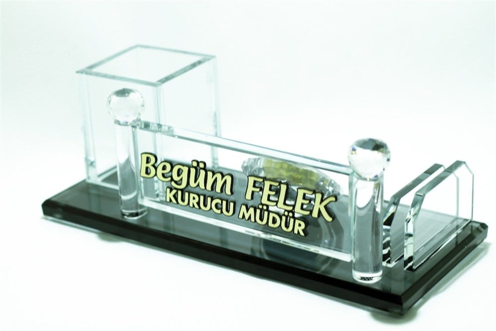 Kristal Kalem Kutulu Masa İsimliği