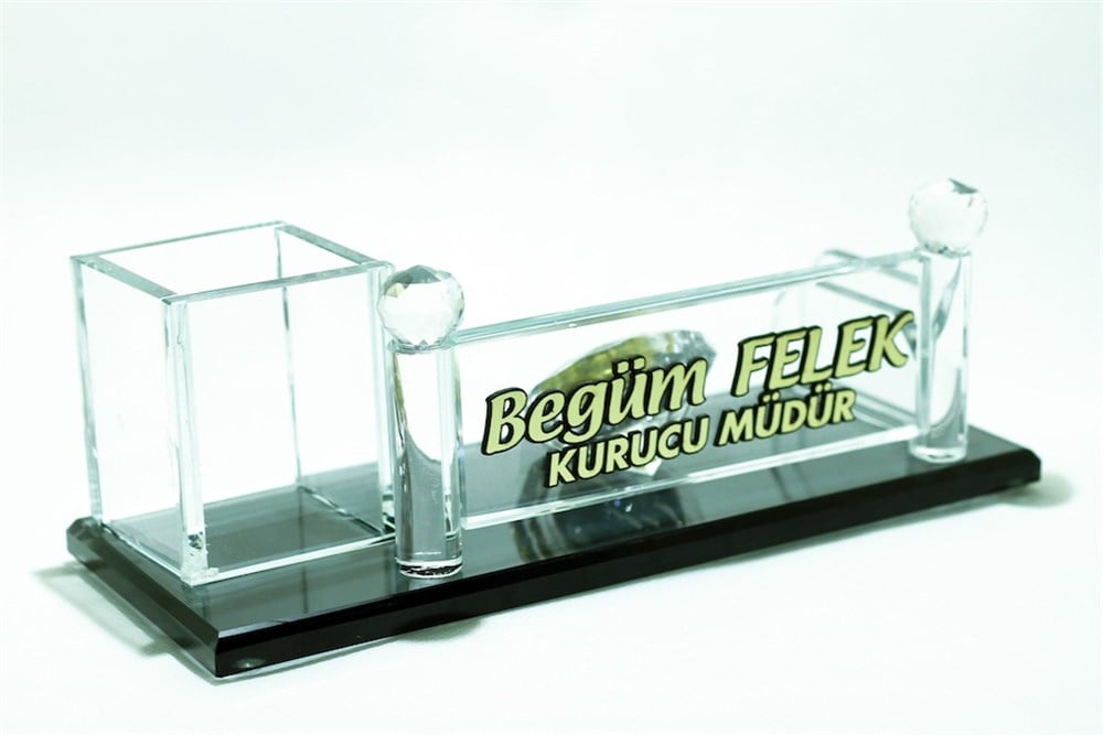 Kristal Kalem Kutulu Masa İsimliği