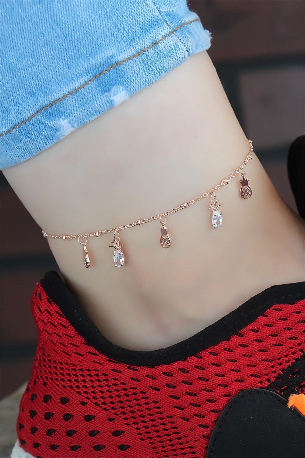  Zirkon Taşlı Rose Renk Ananaslı Hal Hal