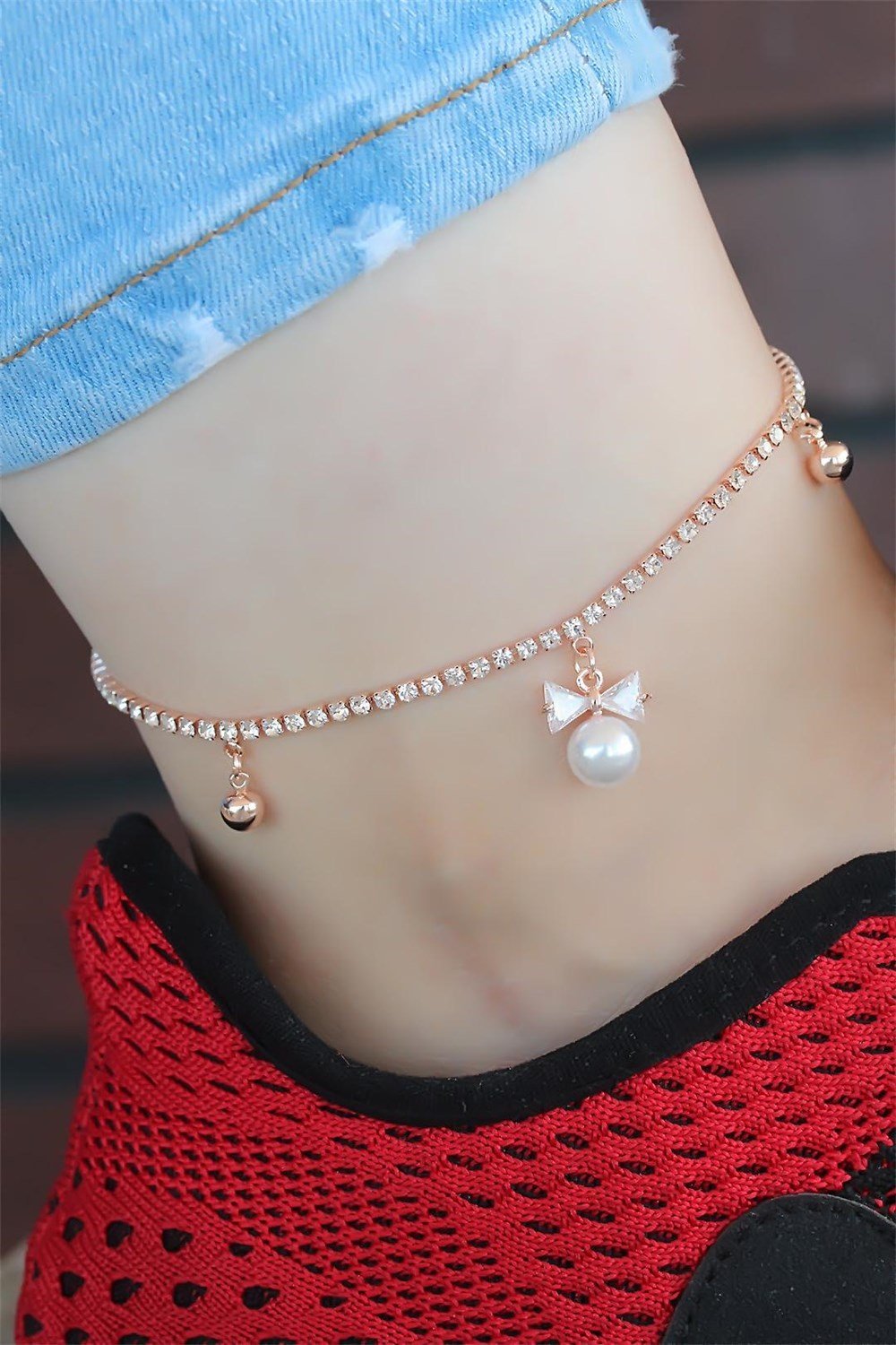  Zirkon Taşlı Rose Renk İncili Fiyonk Hal Hal