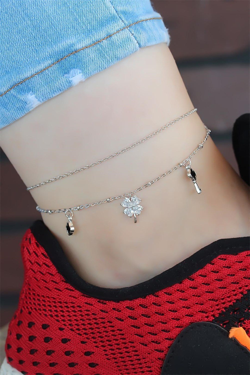  Zirkon Taşlı Silver Renk Kaplama Kalpli Hal Hal