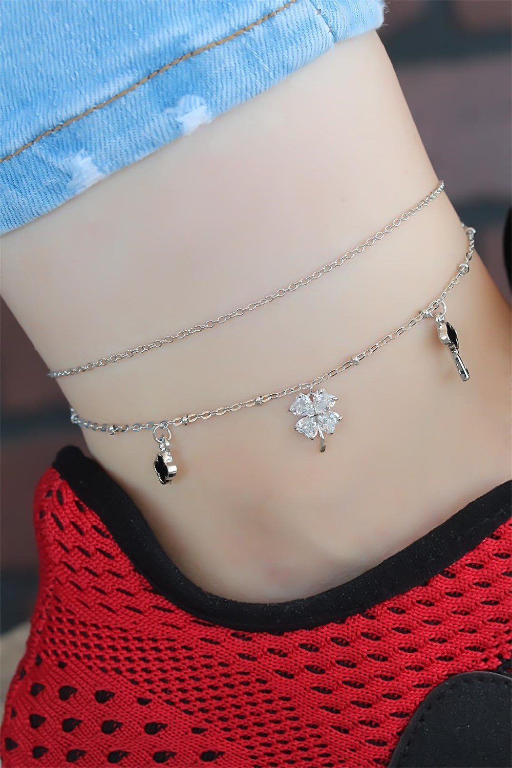  Zirkon Taşlı Silver Renk Kaplama Kalpli Hal Hal