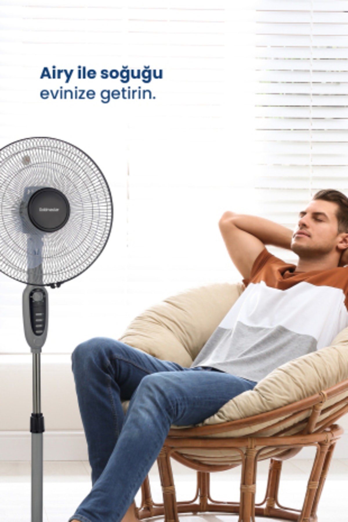 Airy 16 inch  Zaman Ve Hız Ayarlı Ayaklı Vantilatör