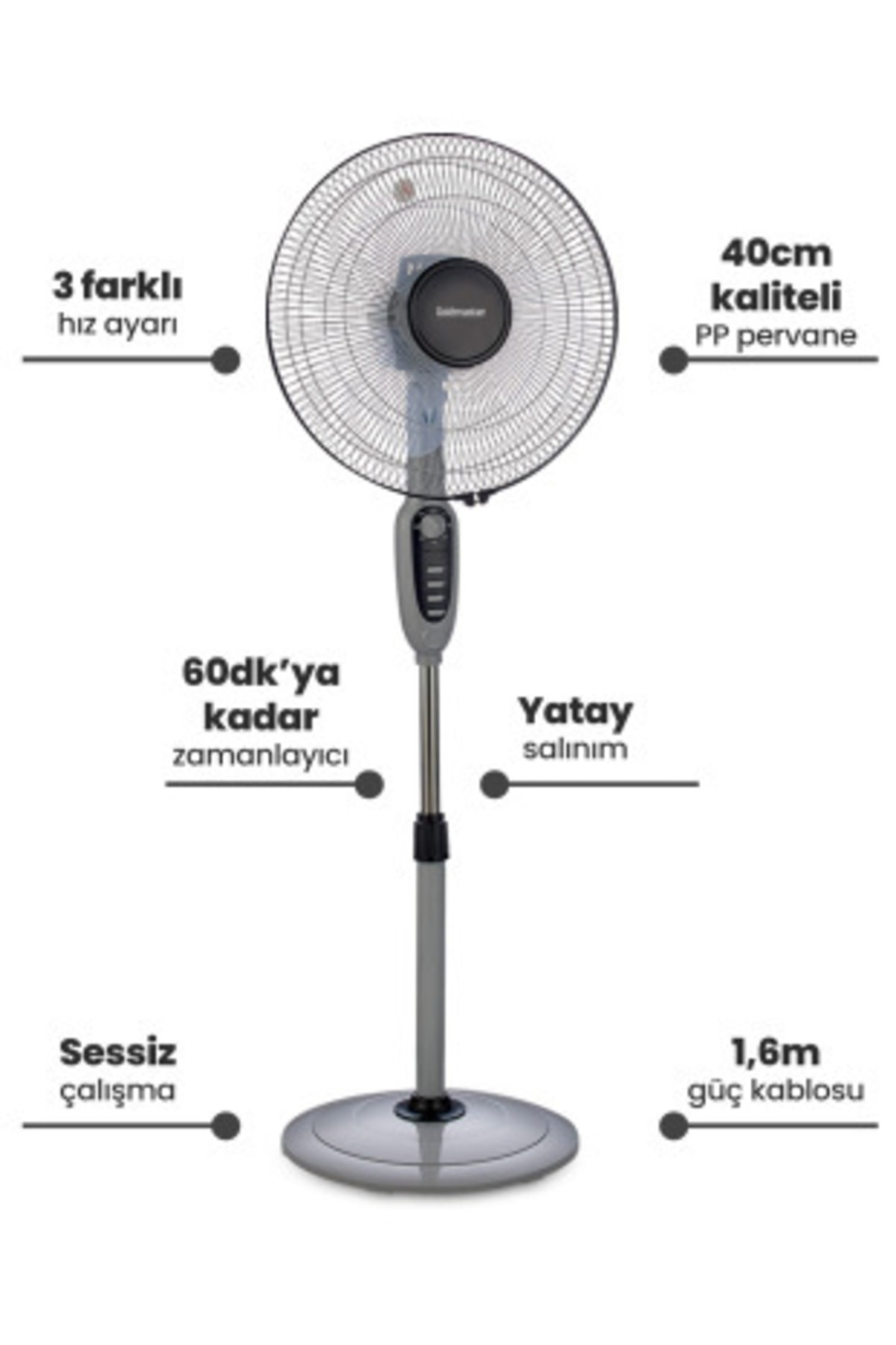 Airy 16 inch  Zaman Ve Hız Ayarlı Ayaklı Vantilatör