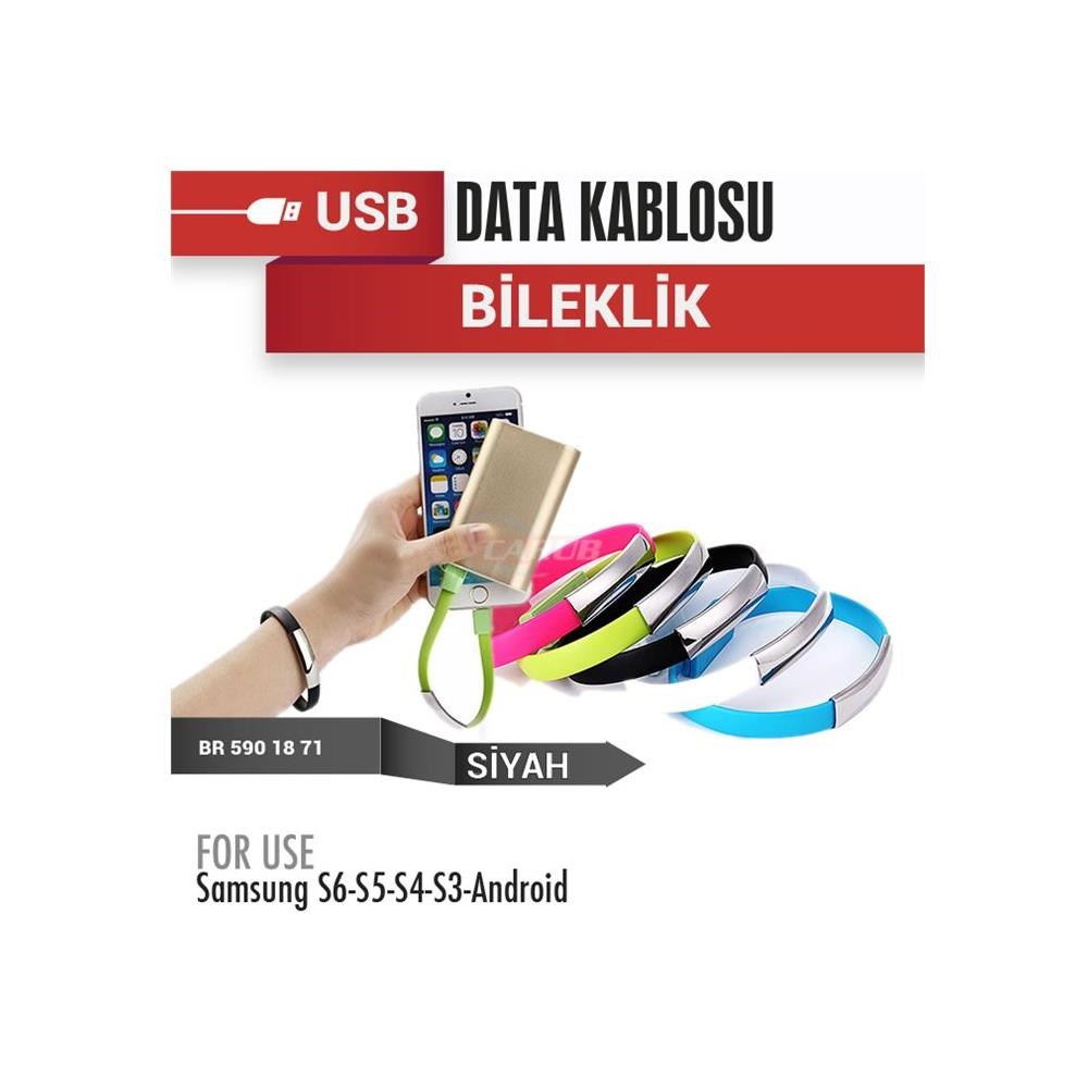 CARUB  Şarj USB Data Bileklik 12V Galxy S6-S Siyah