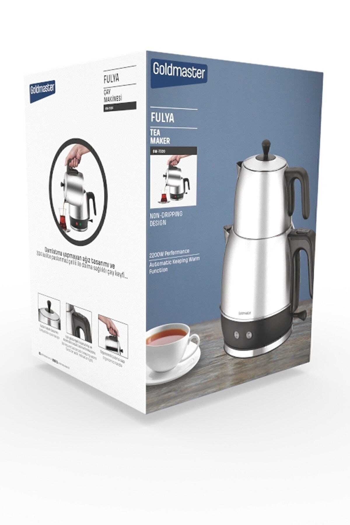 Fulya Siyah 30 Bardaklık Geniş Kapasiteli 2200 Watt Paslanmaz Çelik Çay Makinesi Ve Su Isıtıcısı