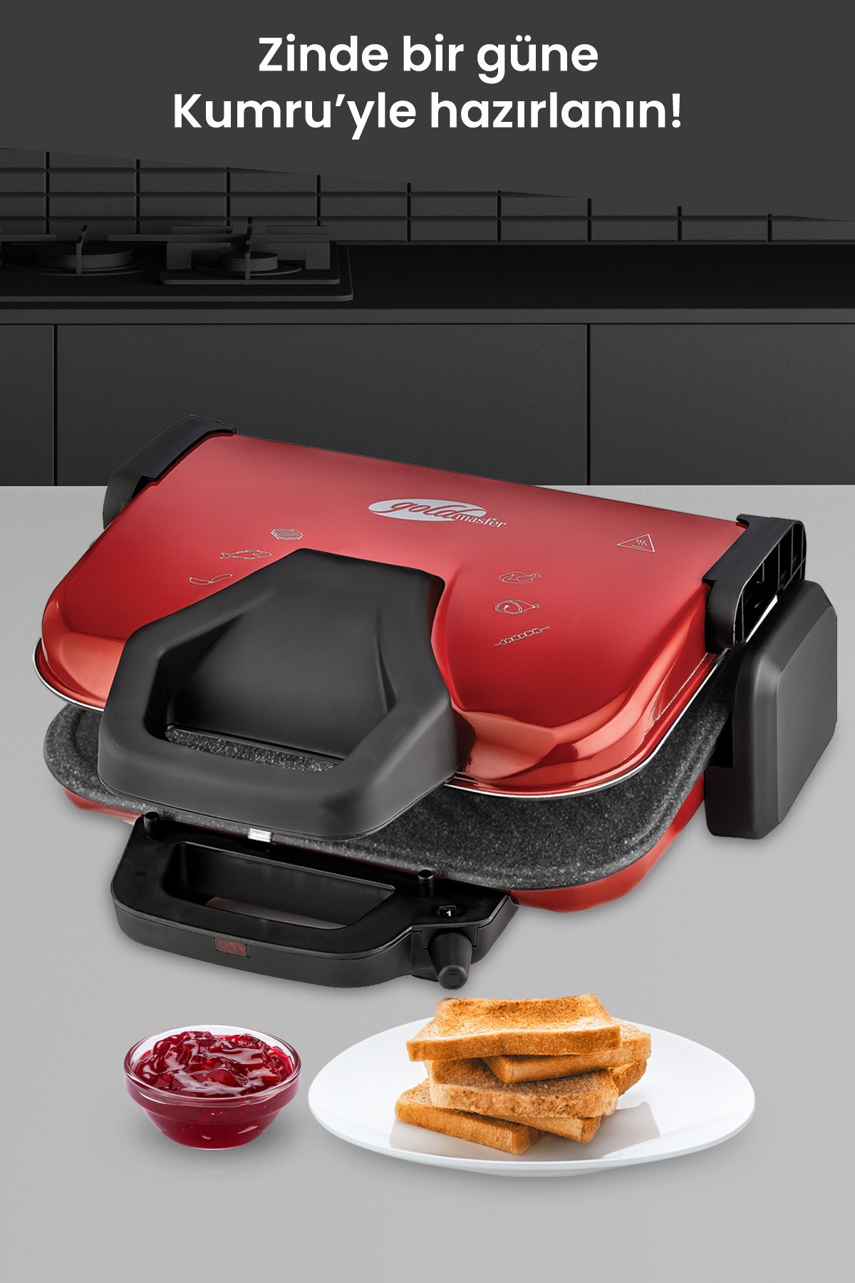 Grante 1800 Watt Granit Çıkarılabilir Plakalı 5 Kademe Isı Ayarlı Tost Ve Izgara Makinesi GM7448K