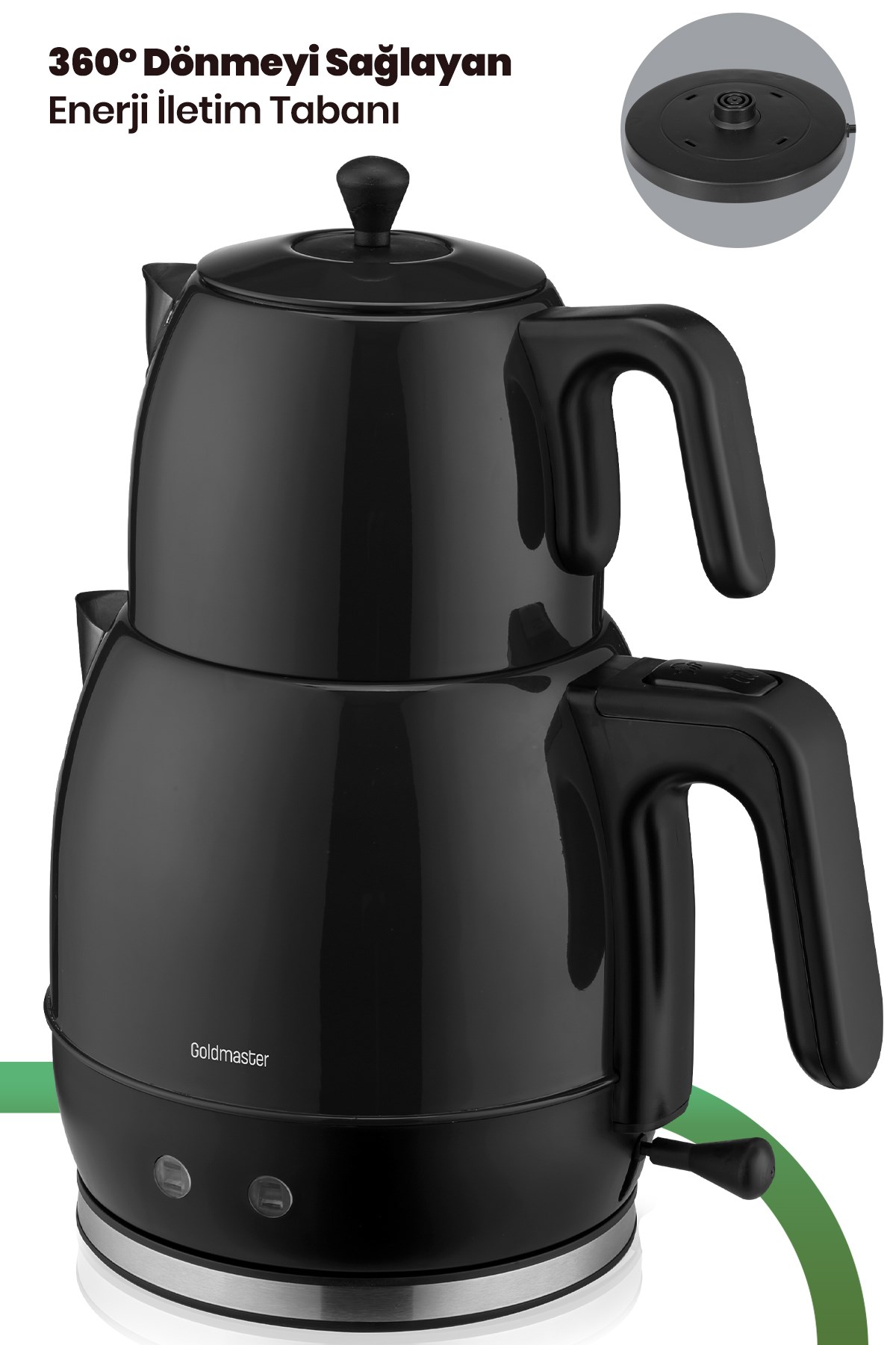 Inoxx Siyah 30 Bardaklık Geniş Kapasiteli 2200 Watt Paslanmaz Çelik Çay Makinesi Ve Su Isıtıcısı