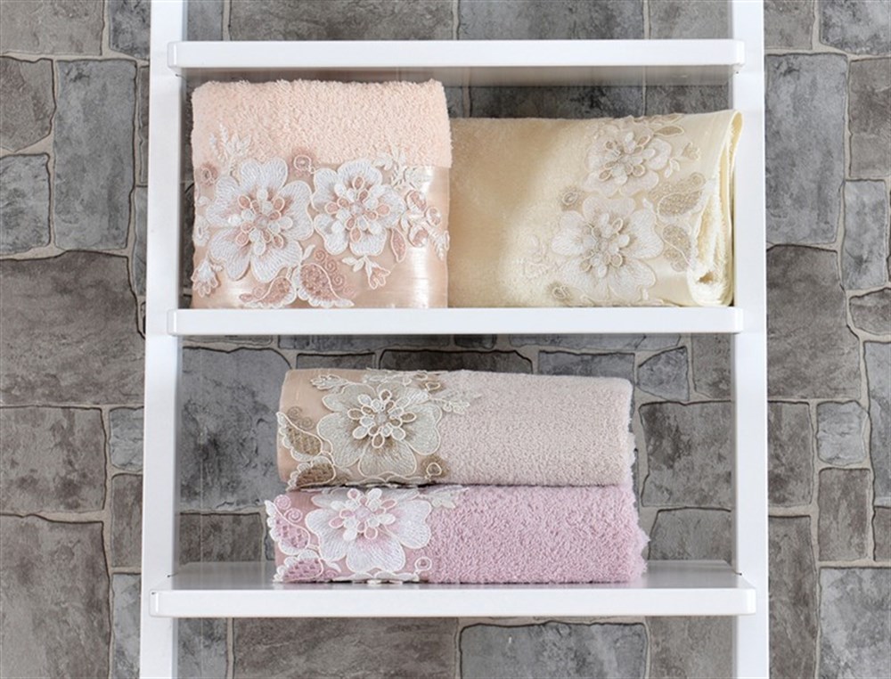 Minteks Romantic  50x90 Havlu Amelie Pudra
