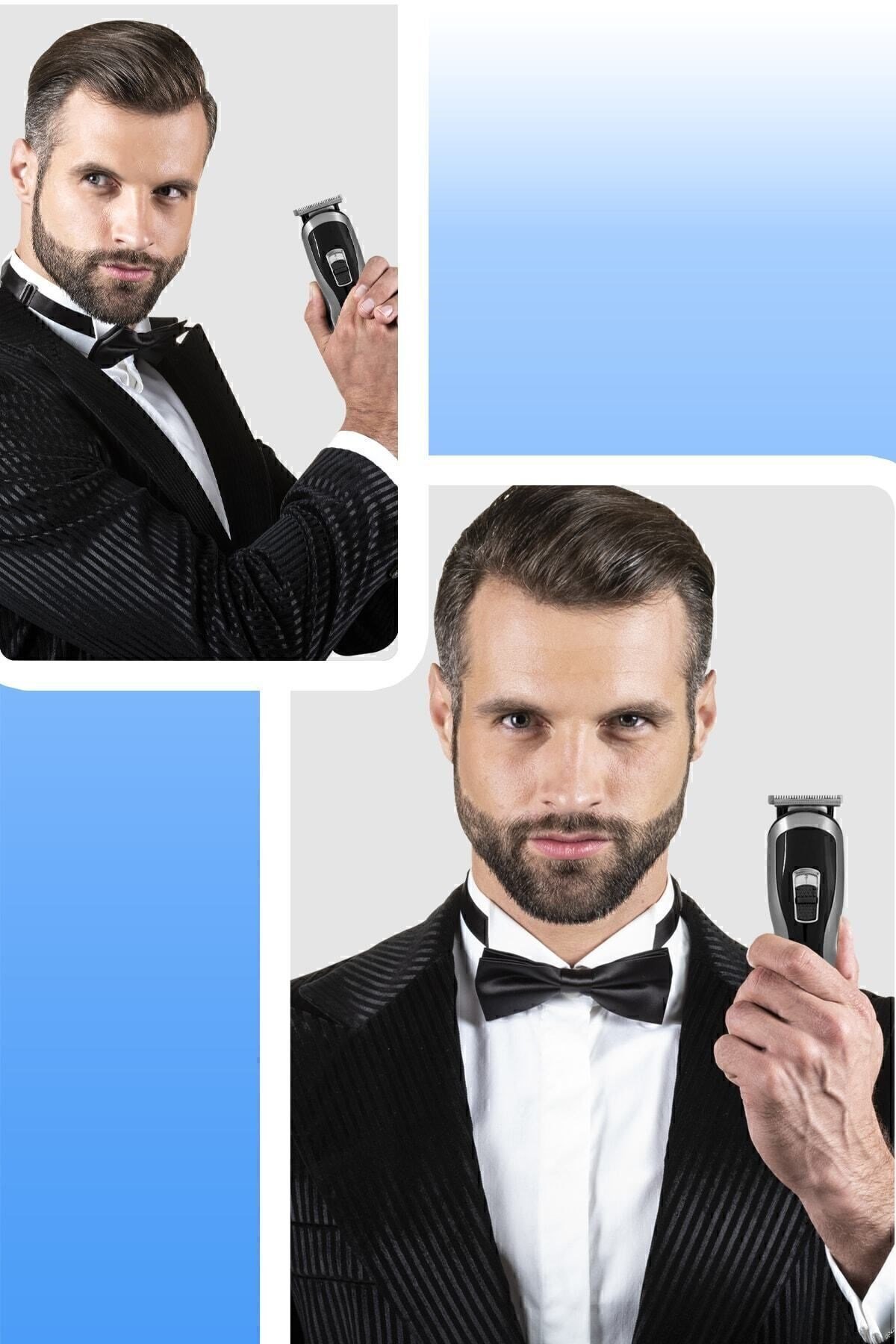 Tarz Kablolu Kablosuz Saç,Sakal Full Standlı Li-ion Bataryalı 14in1 Erkek Bakım Seti Kiti GM8104