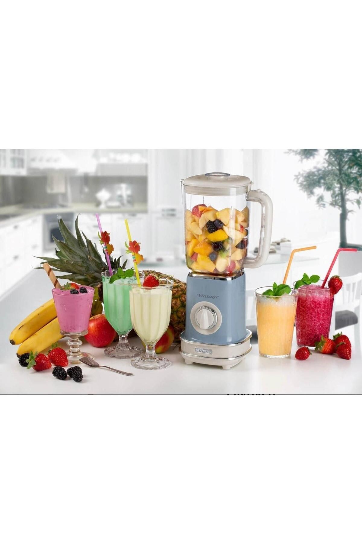Vintage 568 Buz Kırıcılı Smothie Blender Mavi