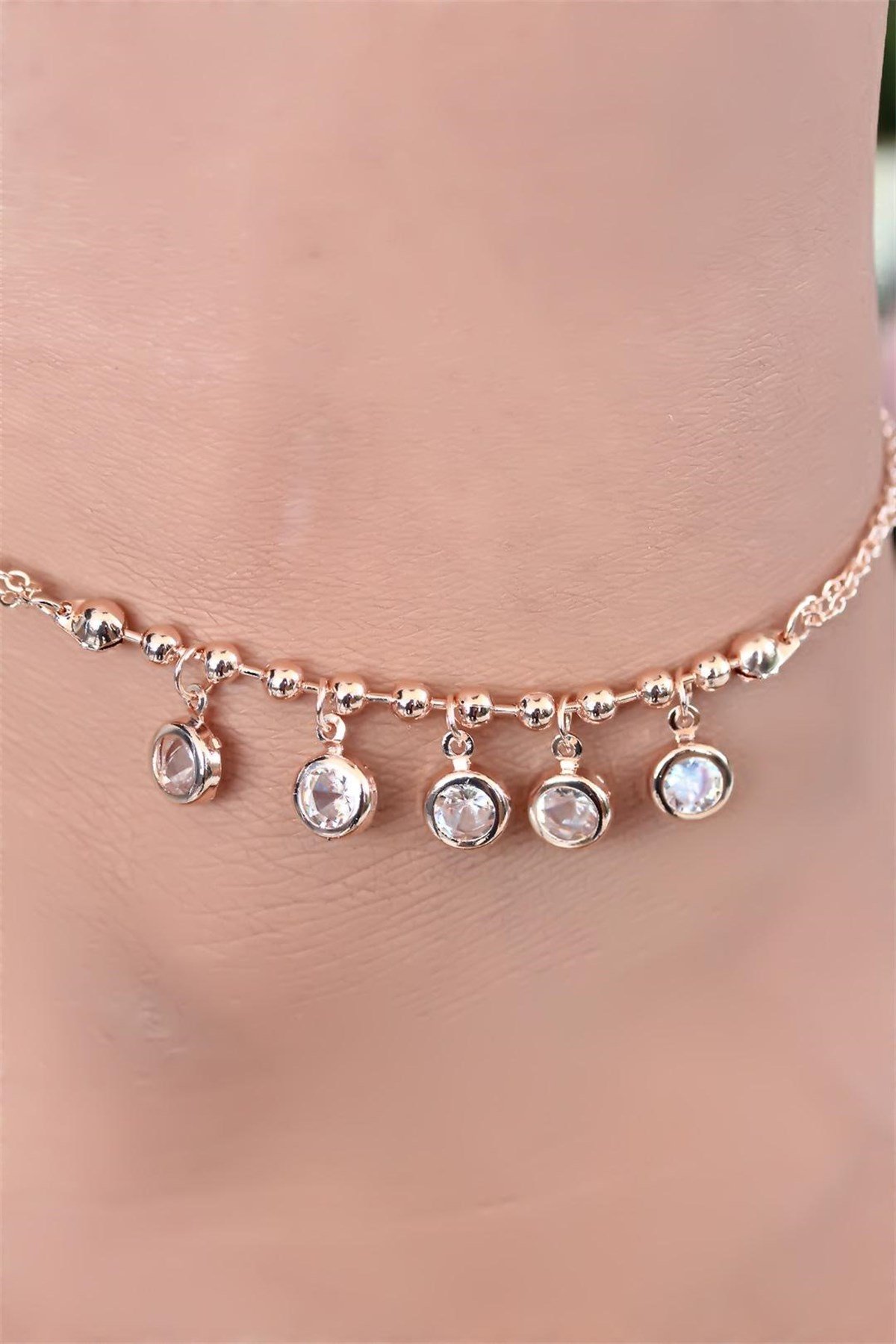 Zirkon Taşlı Rose Renk Kaplama Renk Metal Hal Hal