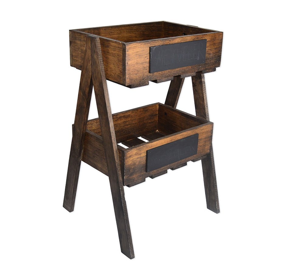 2 Katlı Ahşap Mutfak Sepeti