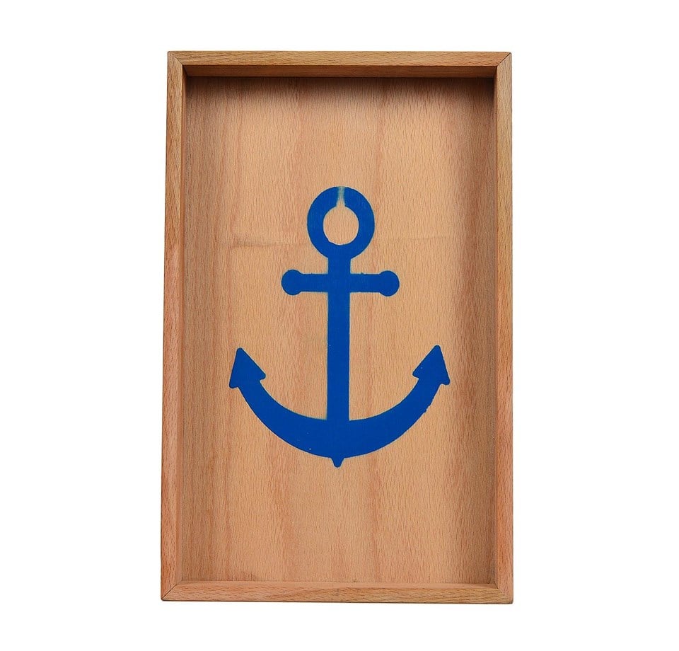 Marine Çapa Baskılı Ahşap Tepsi