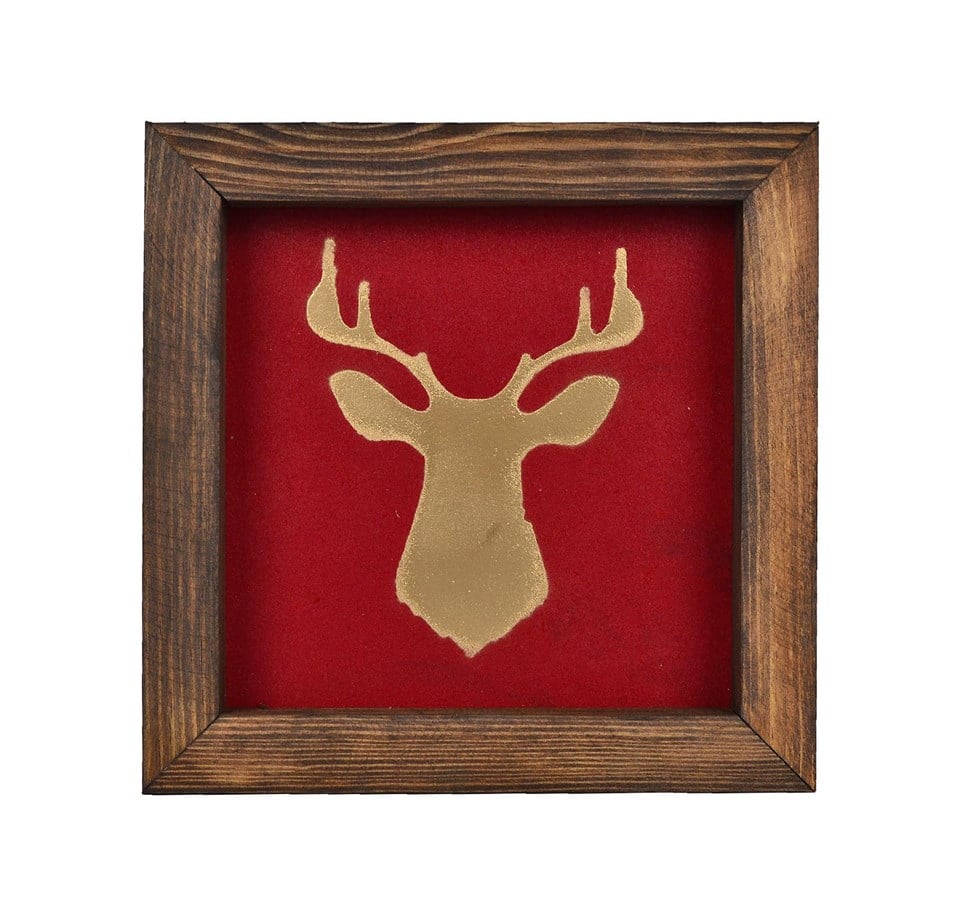 Country Kırmızı Geyik Baskılı Tablo