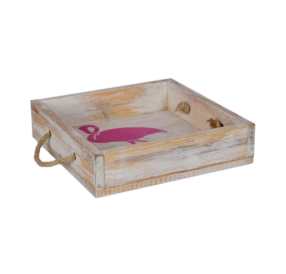 Flamingo Baskılı Eskitme Tepsi