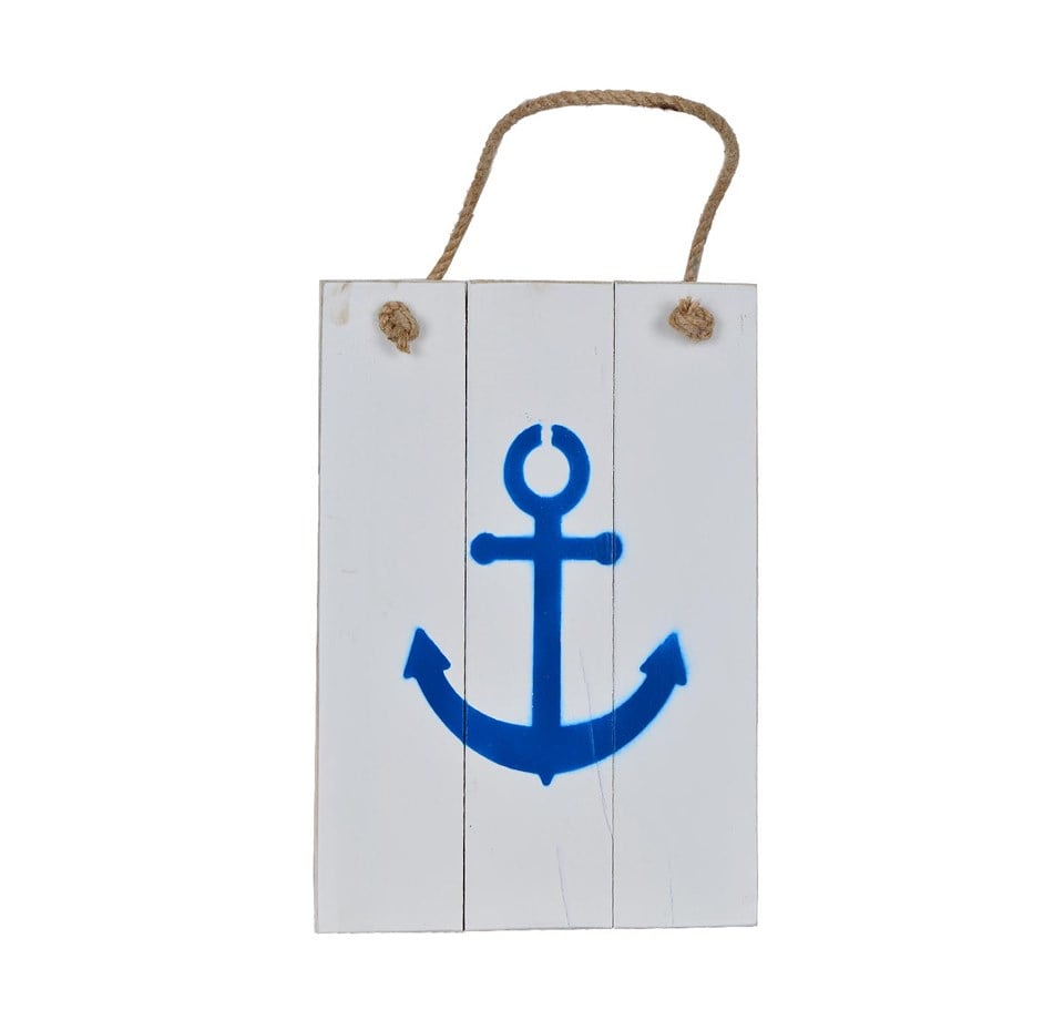 Ahşap Çapa Baskılı Beyaz Eskitme Tablo