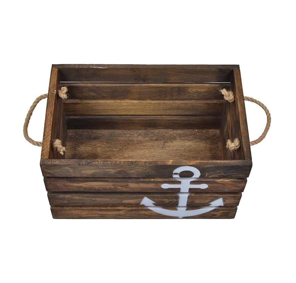 Çapa Baskılı Ahşap Çok Amaçlı Kasa