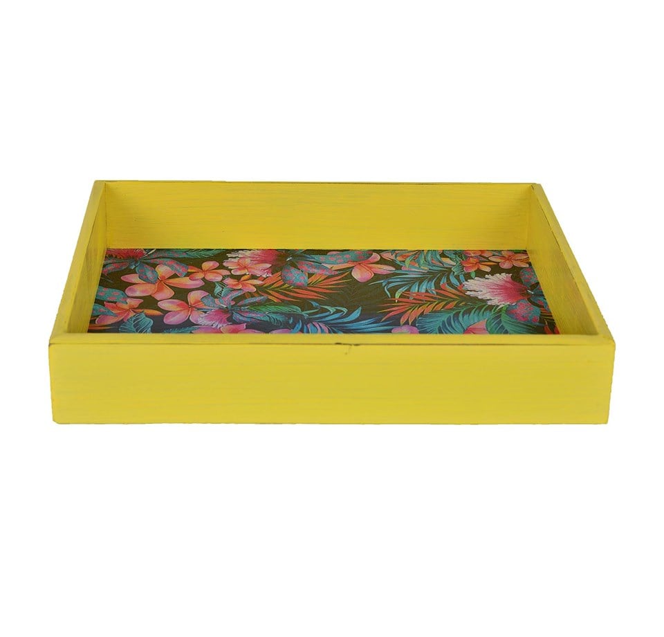 Yellow Ahşap Baskılı Tepsi
