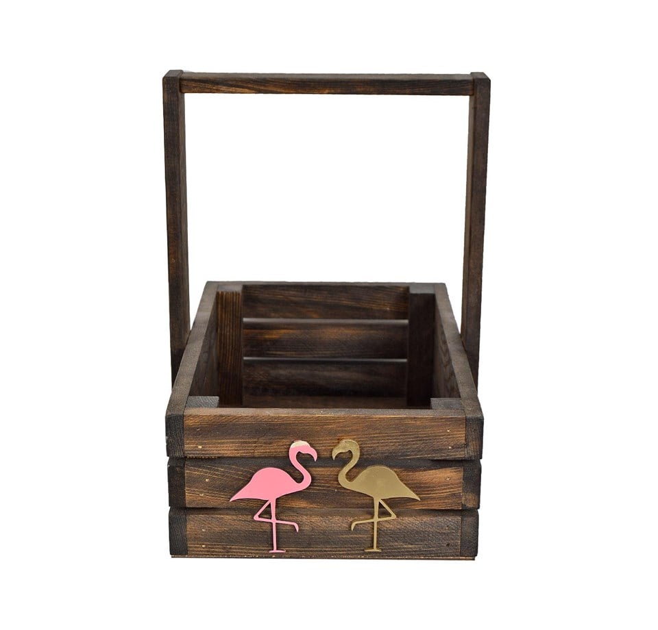 Flamingo Dekoratif Ahşap Sepet
