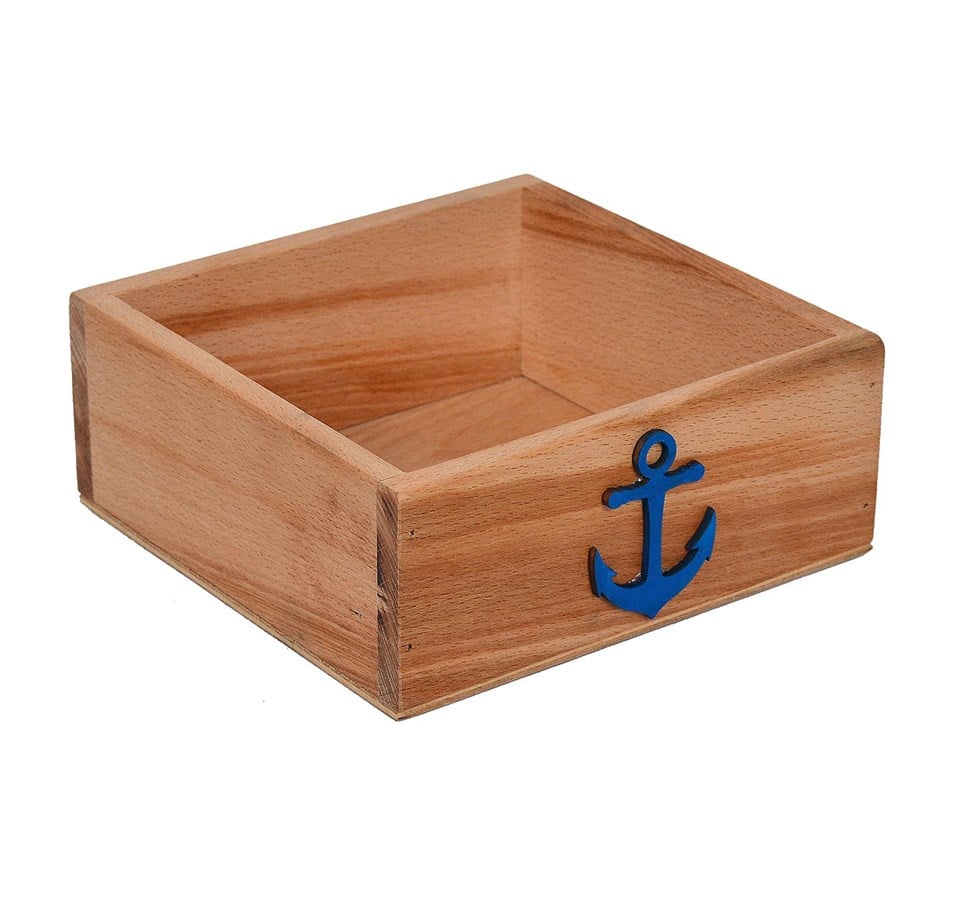 Marine Blue Ahşap Dekoratif Kasa