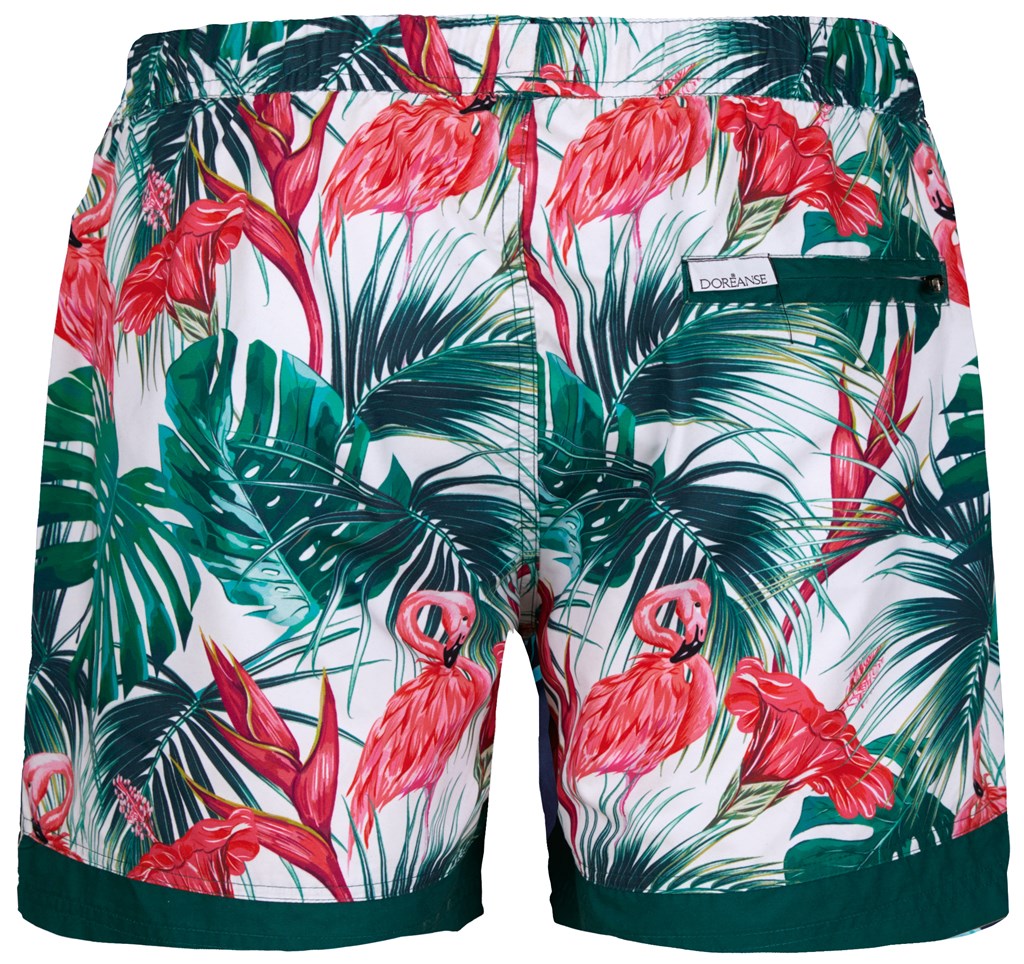 DOREANSE Erkek Flamingo Desenli Cepli Şort Mayo 3822