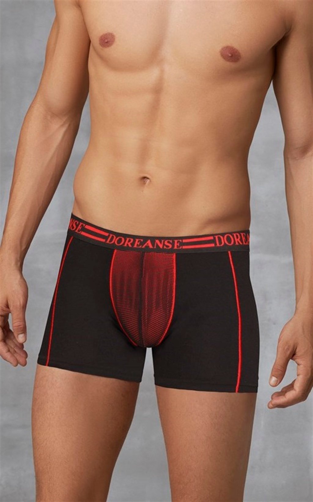 DOREANSE Erkek Marka Bel Bantlı Kırmızı Detaylı Boxer 1752