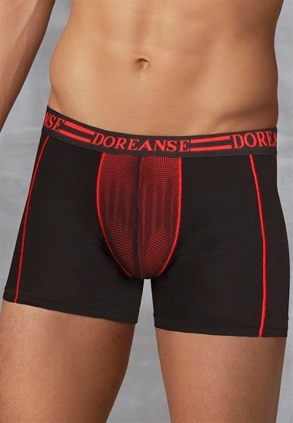 DOREANSE Erkek Marka Bel Bantlı Kırmızı Detaylı Boxer 1752