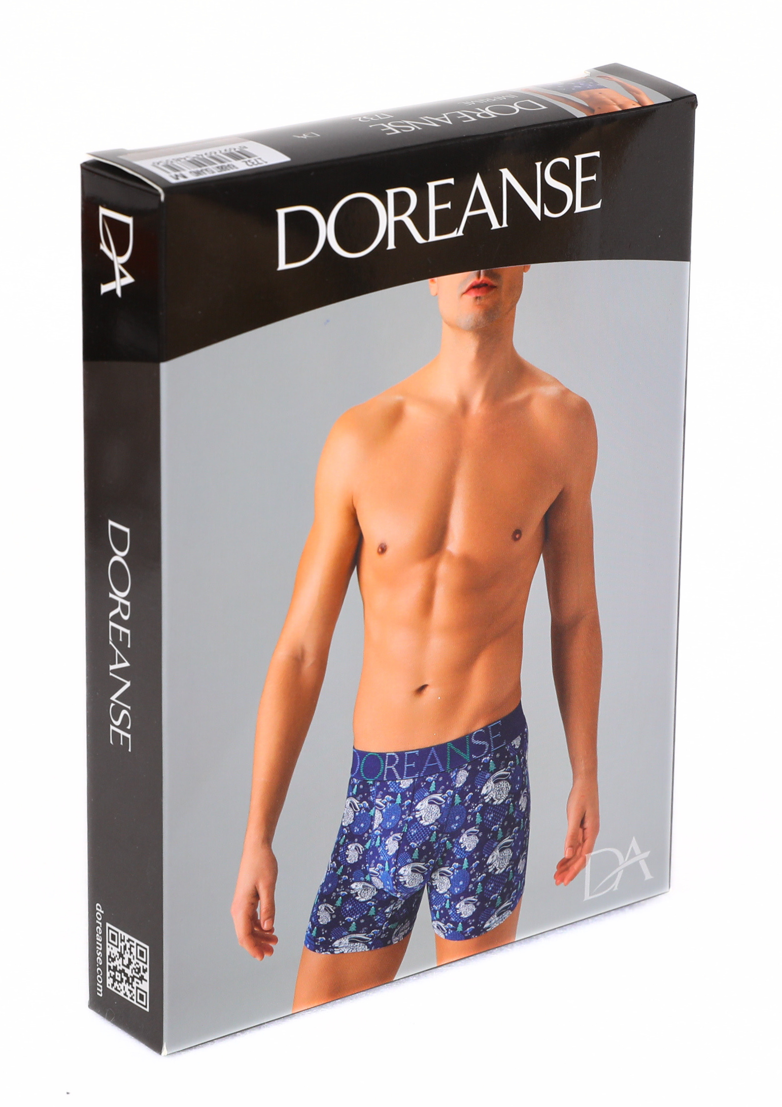 DOREANSE Erkek Mavi Yılbaşı Tema Tavşan Baskılı Boxer 1732