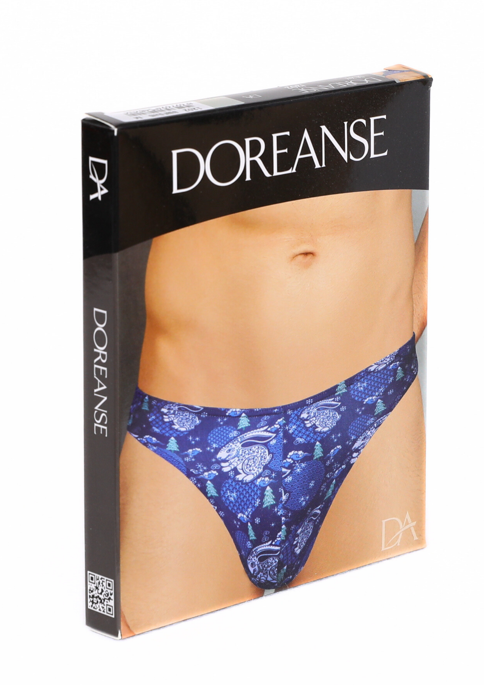 DOREANSE Erkek Mavi Yılbaşı Tema Tavşan Baskılı String 1202