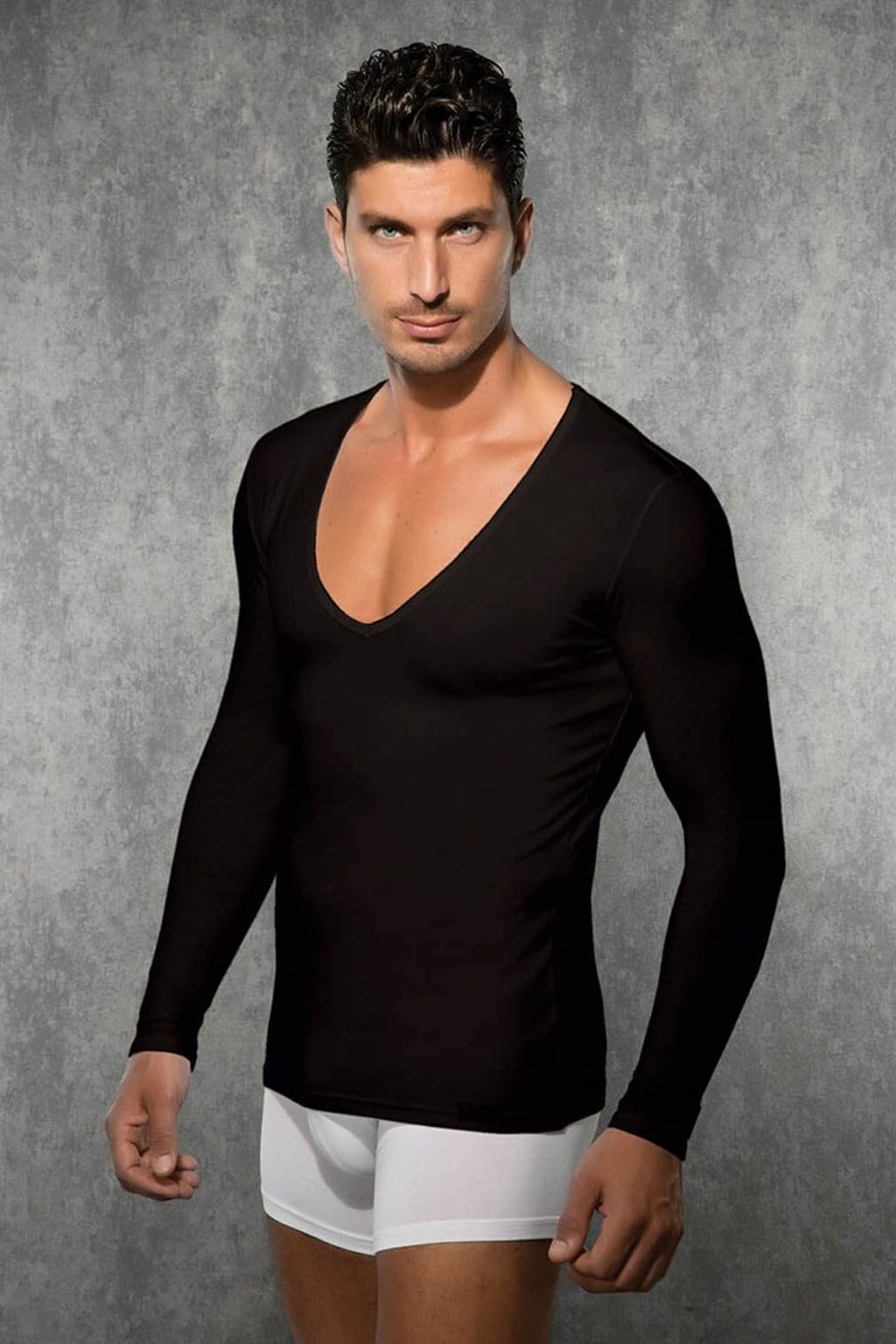 Doreanse Erkek Modal Derin V Yaka Uzun Kol T Shirt 2920