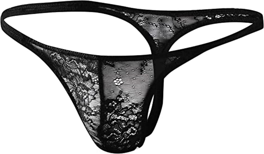 Doreanse Erkek Modal Siyah Dantel Detaylı Tanga G-String 1366