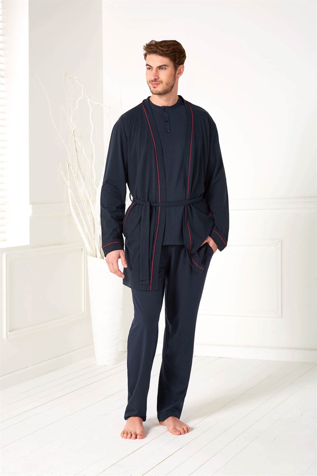 Doreanse Erkek Modal Uzun Kol Hırka T-Shirt Pijama Takımı 4500